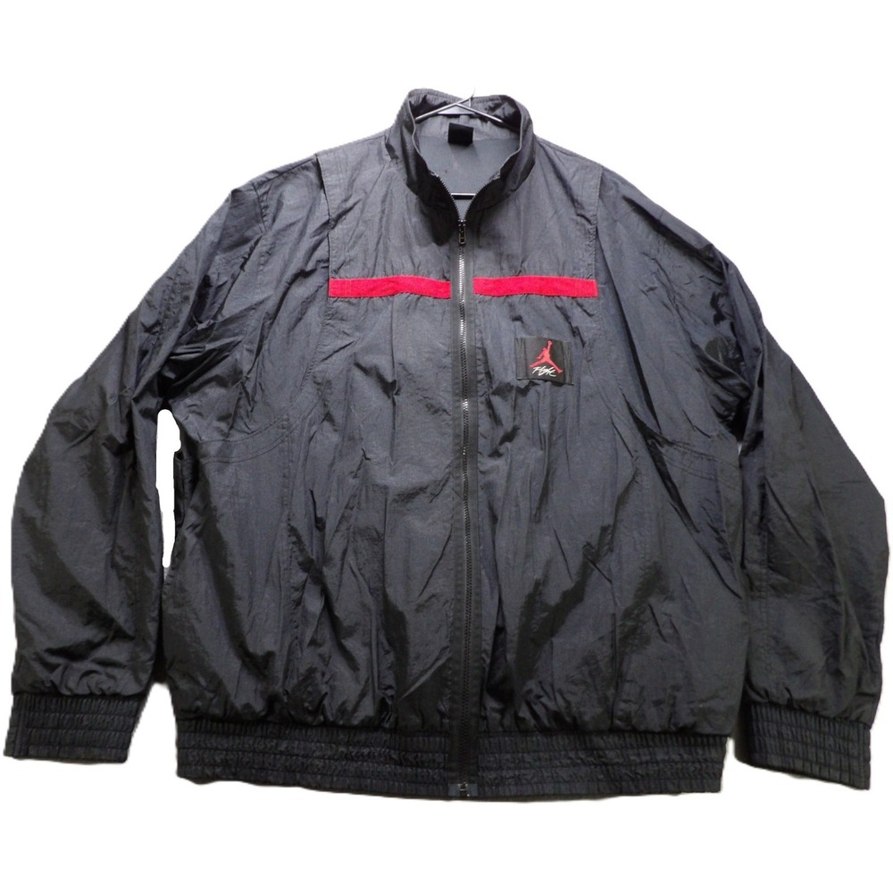 Jordan Flight Men Black Nylon Full Zip Track Windbreaker Jacket 3XL 3X Outerwear